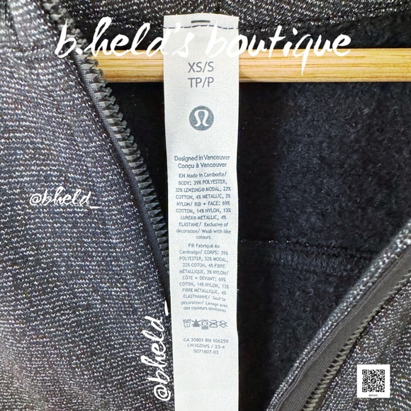 lululemon Scuba Oversized Half-Zip Hoodie *Spark in Black/Silver Size XS/S NWT - Picture 5 of 16